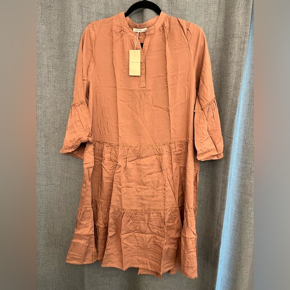 Moss Rose Women's Summer Button Down V Neck Casual Loose Flowy Tunic Dress - Picture 7 of 9